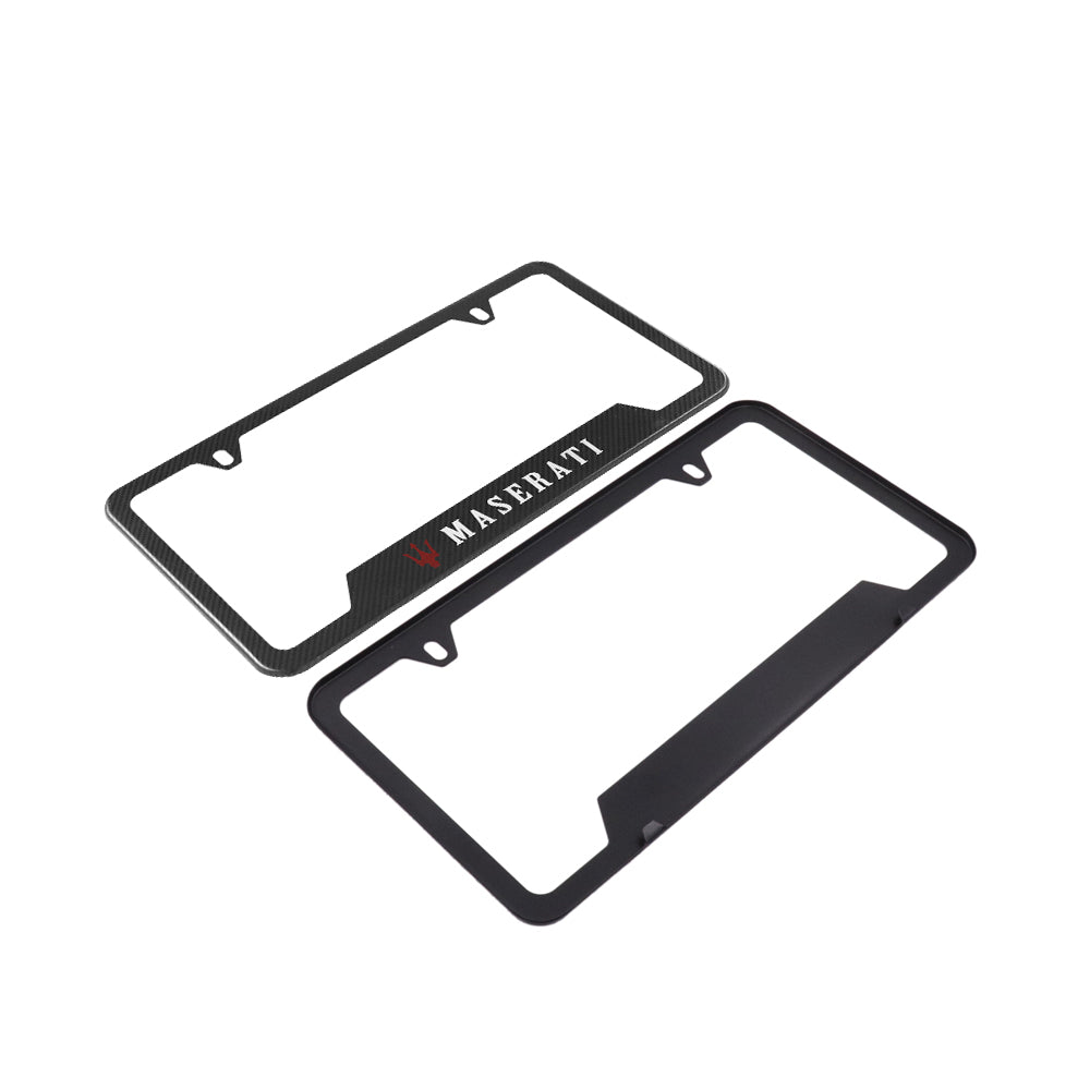 Brand New Universal 1PCS MASERATI Metal Carbon Fiber Style License Plate Frame