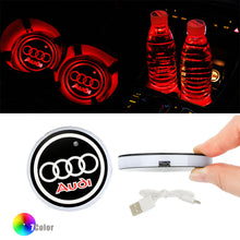 Load image into Gallery viewer, BRAND NEW UNIVERSAL V2 2PCS AUDI Switchable Seven Colorful LED Car Cup Holder Mat Coaster Pad