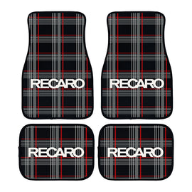 Brand New Universal 4PCS V4 RECARO STYLE Racing Black Fabric Car Floor Mats Interior Carpets