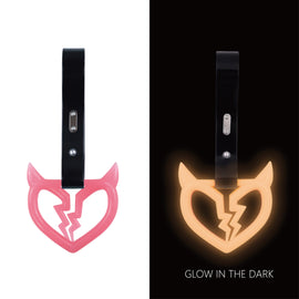 Brand New Devil Demon Broken Heart Glow In The Dark Red JDM TSURIKAWA Ring Subway Train Bus Handle Strap Charm Drift