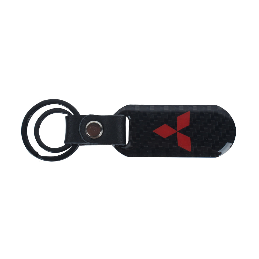 Brand New Universal 100% Real Carbon Fiber Keychain Key Ring For Mitsubishi