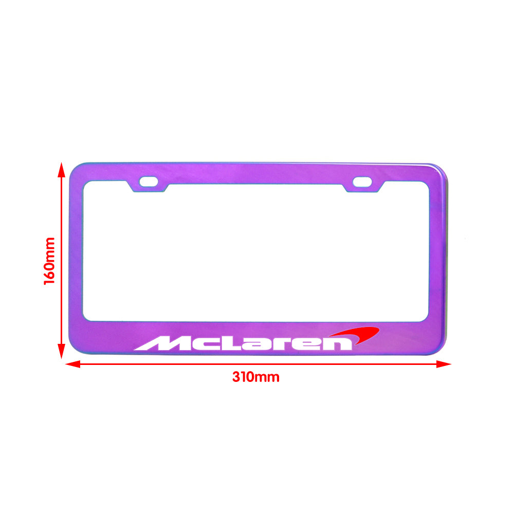 Brand New 1PCS UNIVERSAL MCLAREN Neo Chrome Stainless Steel License Plate Frame
