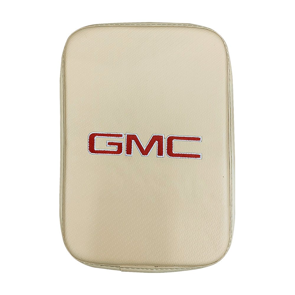 BRAND NEW UNIVERSAL GMC BEIGE Car Center Console Armrest Cushion Mat Pad Cover Embroidery