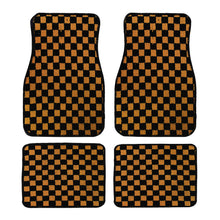 Load image into Gallery viewer, Brand New 4PCS UNIVERSAL CHECKERED ORANGE Racing Fabric Car Floor Mats Interior Carpets