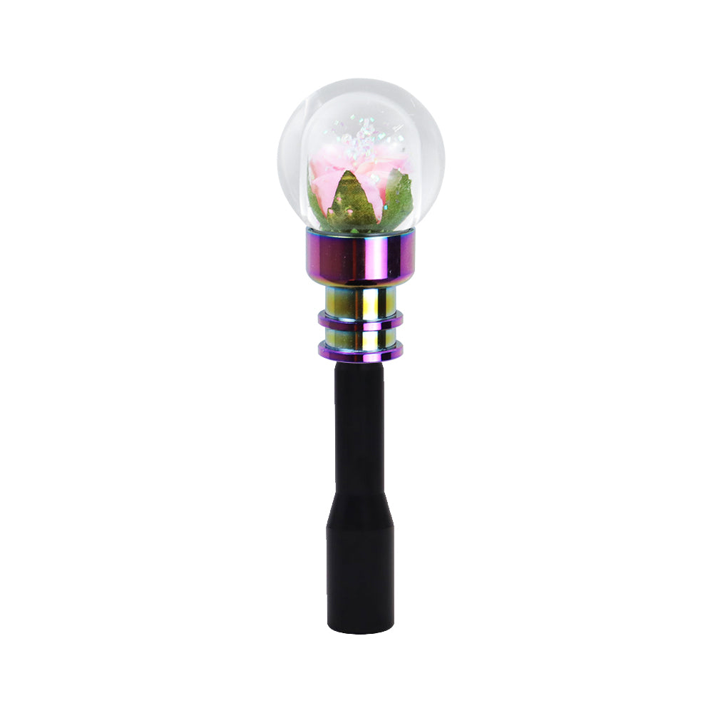 Brand New Universal Acrylic Clear Crystal Pink Rose Flower Ball Manuel Gear Stick Shift Knob M8 M10 M12 & Black Shifter Extender Extension