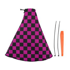 Brand New Universal Checkered Dark Gray Pink Stitch Fabric Gear Manual Shifter Shift Knob Boot