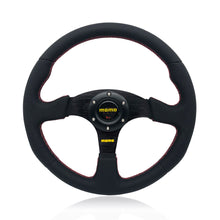 Load image into Gallery viewer, Brand New 14&quot; MOMO Style Racing Black Stitching Leather PVC Sport Steering Wheel w Horn Button