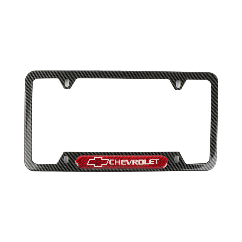Brand New Universal 2PCS Chevrolet Carbon Fiber Look Metal License Plate Frame