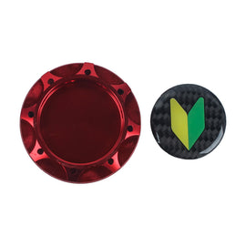 Brand New Toyota Jdm Beginner Leaf Real Carbon Fiber Sticker ALUMNIUM Red Billet Engine Oil FILLER Cap