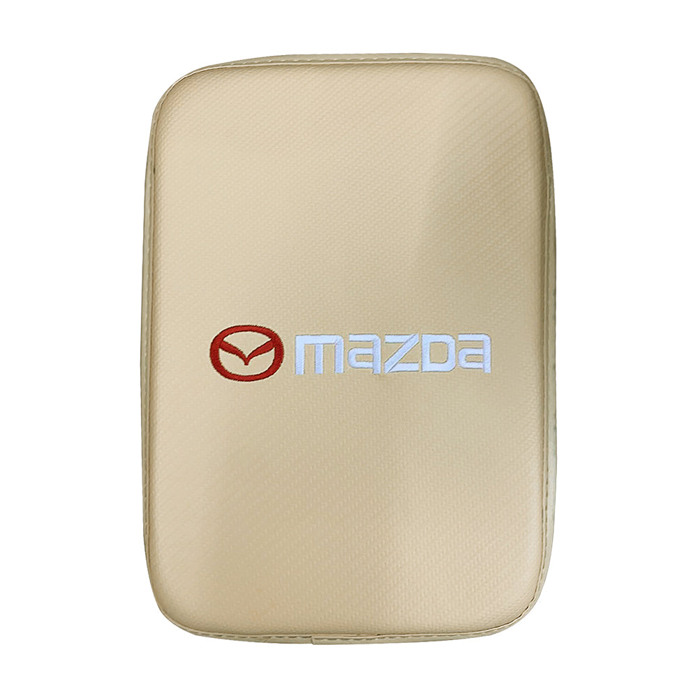 BRAND NEW UNIVERSAL MAZDA BEIGE Car Center Console Armrest Cushion Mat Pad Cover Embroidery