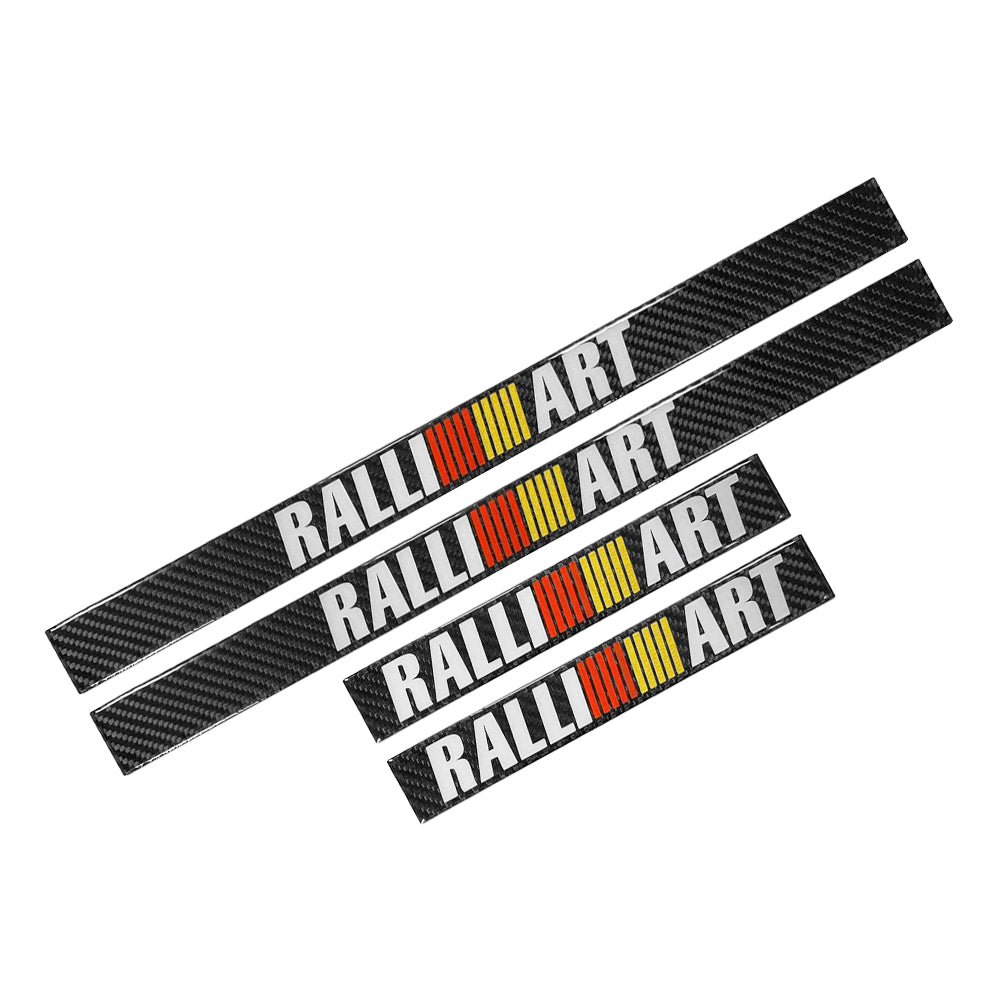 Brand New 4PCS Universal Ralliart Real Carbon Fiber Black Car Door Scuff Sill Cover Panel Step Protector