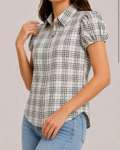Load image into Gallery viewer, 2026 New Women Vintage Plaid Shirt Short Sleeve Puff Sleeve Top Fashion Versatile Casual Blouse Limited Stock Hot Must Have Daily Outfit