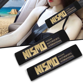 Brand New 2PCS JDM Nissan Nismo Black Racing Logo Embroidery Seat Belt Cover Shoulder Pads New