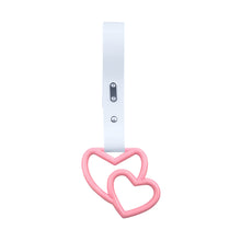Load image into Gallery viewer, Brand New Double Love Heart Pink JDM TSURIKAWA Ring Subway Train Bus Handle White Strap Charm Drift