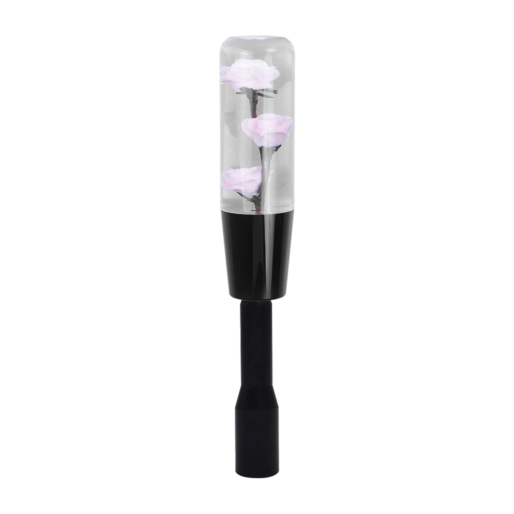 Brand New JDM 15CM Pink Real Flowers Manuel Gear Stick Shift Knob M8 M10 M12 & Black Shifter Extender Extension