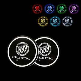BRAND NEW UNIVERSAL 2PCS BUICK Switchable Seven Colorful LED Car Cup Holder Mat Coaster Pad