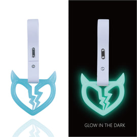 Brand New Devil Demon Broken Heart Teal Glow In The Dark JDM TSURIKAWA Ring Subway Train Bus Handle Strap Charm Drift