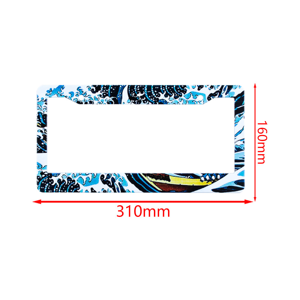 \Brand New Universal 2PCS JDM V2 SAKURA WAVE ABS Plastic Blue License Plate Frame