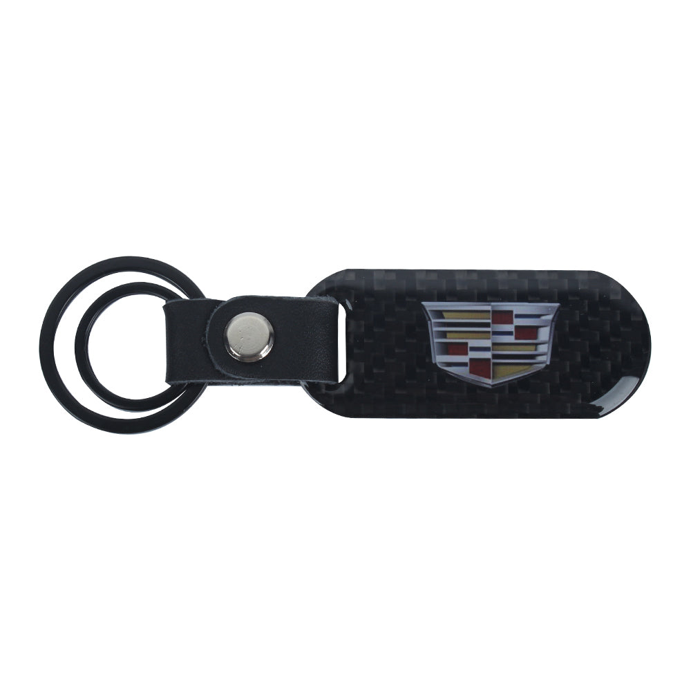 Brand New Universal 100% Real Carbon Fiber Keychain Key Ring For Cadillac