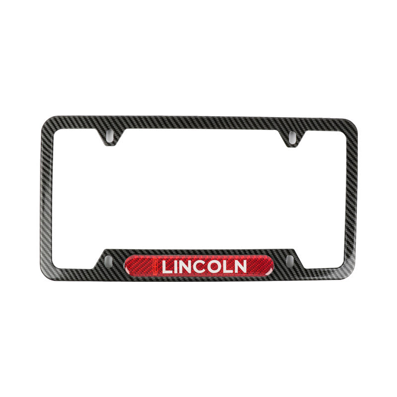 Brand New Universal 2PCS Lincoln Carbon Fiber Look Metal License Plate Frame