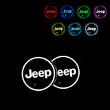 BRAND NEW UNIVERSAL 2PCS JEEP Switchable Seven Colorful LED Car Cup Holder Mat Coaster Pad