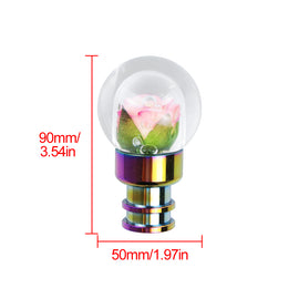 Brand New Universal Acrylic Clear Crystal Yellow /Pink Rose Flower Ball Gear Shift Knob Manual M8 M10 M12