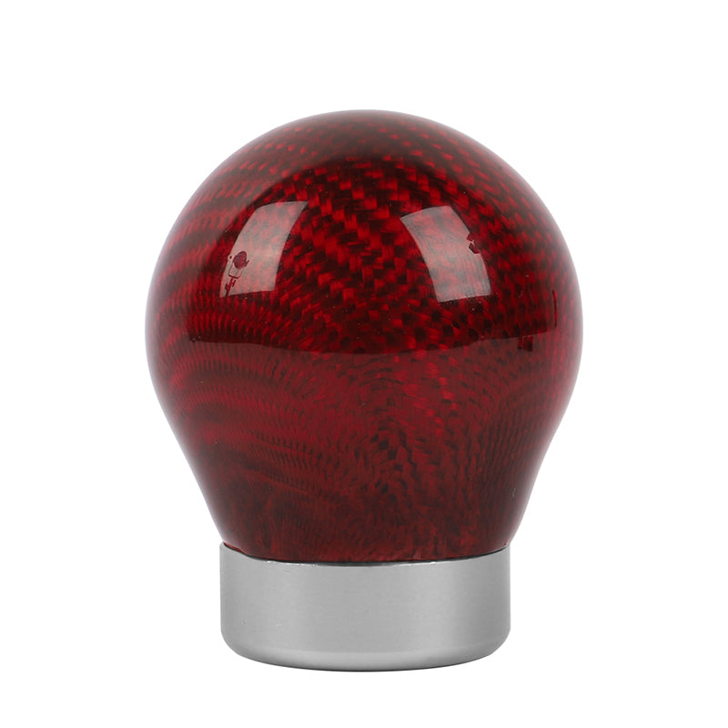 Brand New Universal Real Carbon Fiber Red Round Ball Manual Car Racing Gear Shift Knob Shifter M12 M10 M8