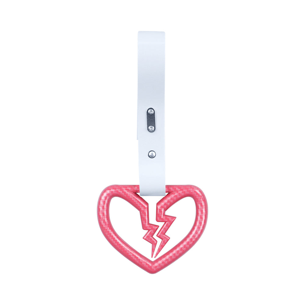 Brand New Pink Broken Heart Carbon Fiber JDM TSURIKAWA Ring Subway Train Bus Handle Strap Charm Drift