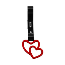 Load image into Gallery viewer, Brand New Double Love Heart Red JDM TSURIKAWA Ring Subway Train Bus Handle Black Strap Charm Drift