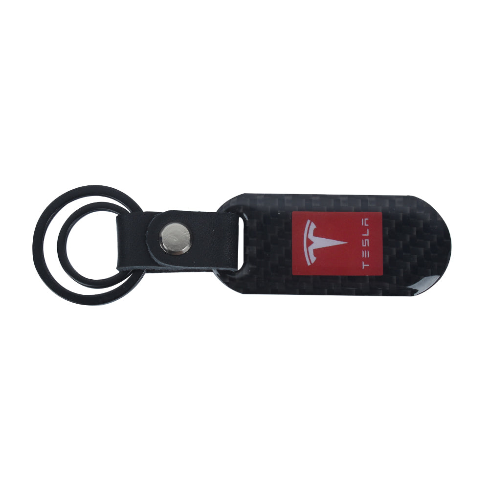 Brand New Universal 100% Real Carbon Fiber Keychain Key Ring For Tesla