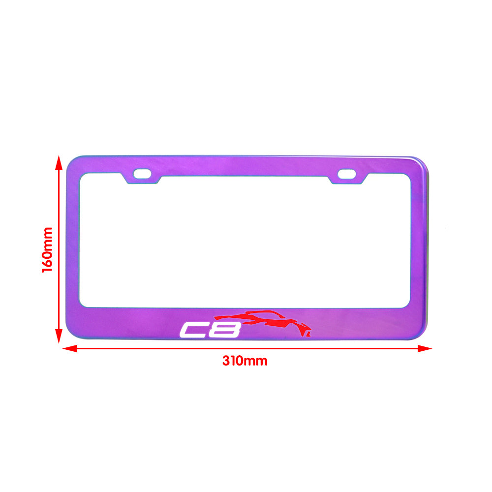 Brand New 1PCS UNIVERSAL C8 CORVETTE Neo Chrome Stainless Steel License Plate Frame