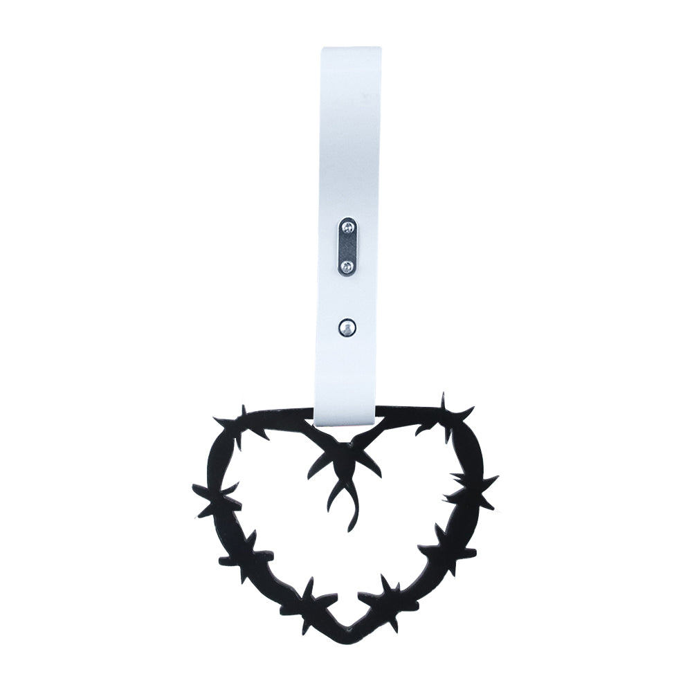 Brand New Barbed Wire Heart Black JDM TSURIKAWA Ring Subway Train Bus Handle White Strap Charm Drift