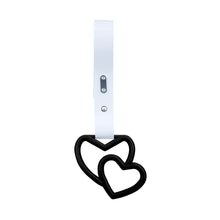 Load image into Gallery viewer, Brand New Double Love Heart Black JDM TSURIKAWA Ring Subway Train Bus Handle White Strap Charm Drift