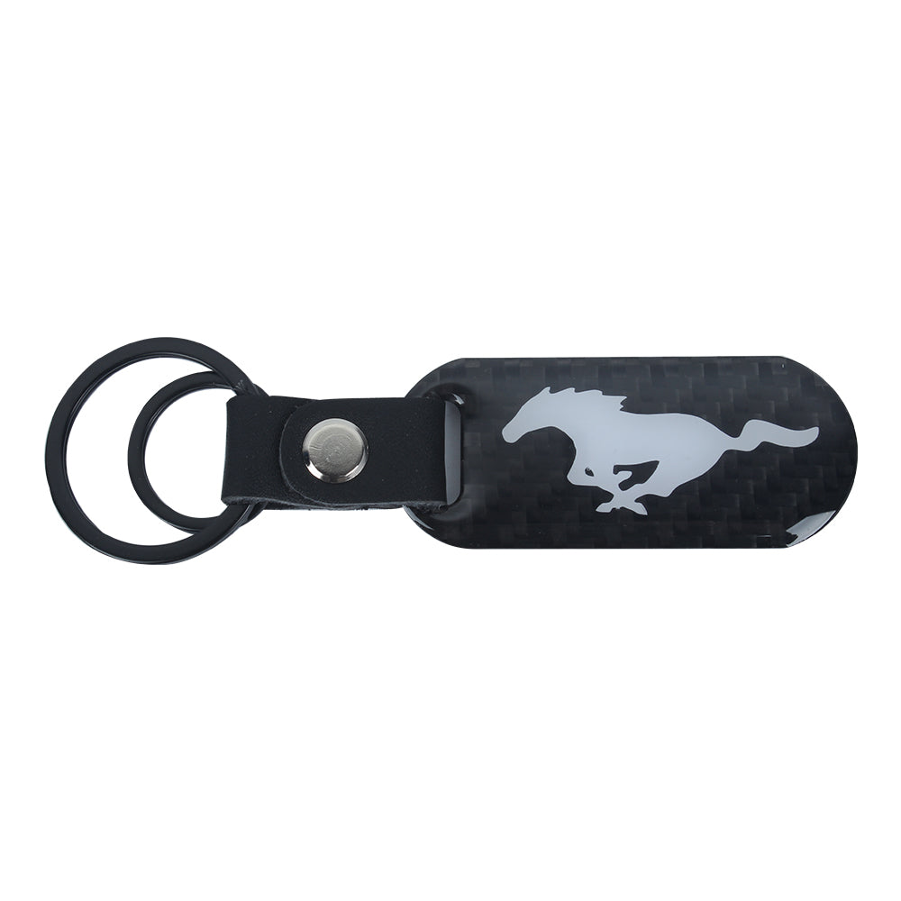Brand New Universal 100% Real Carbon Fiber Keychain Key Ring For Mustang