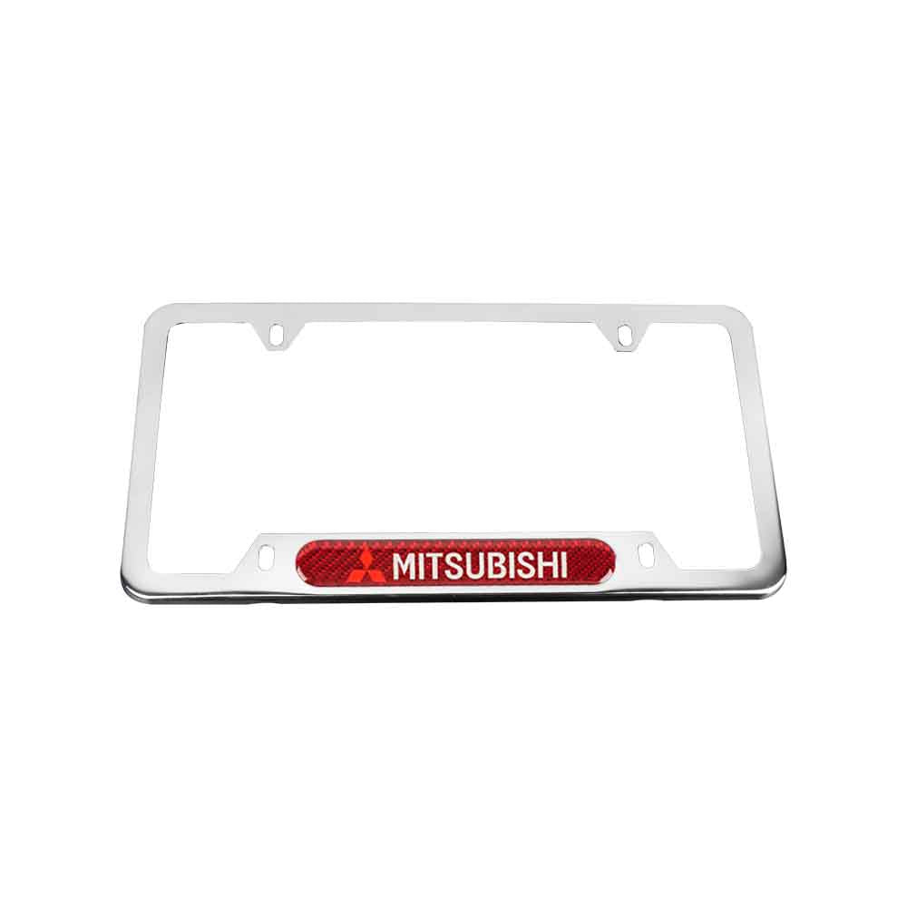 Brand New Universal 1PCS MITSUBISHI Chrome Metal License Plate Frame