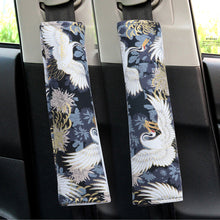 Load image into Gallery viewer, Brand New Universal 2PCS SAKURA Black Bird Fabric Soft Cotton Seat Belt Cover Shoulder Pads