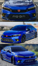 Load image into Gallery viewer, BRAND NEW 4PCS 2022-2023 Honda Civic 11th Gen Yofer Painted V3 Blk Aegean Blue Bumper Lip Splitter Kit