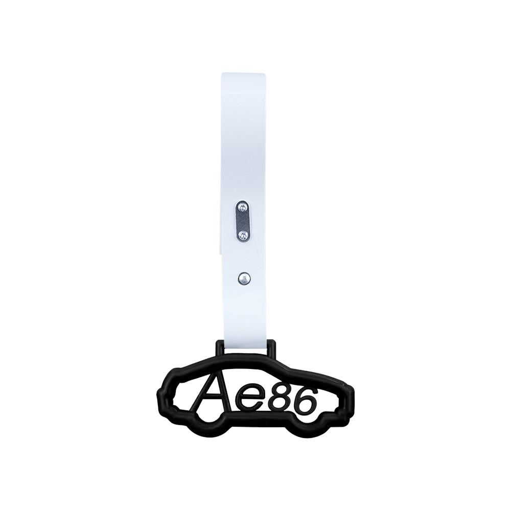 Brand New AE86 CAR Black JDM TSURIKAWA Ring Subway Train Bus Handle White Strap Charm Drift