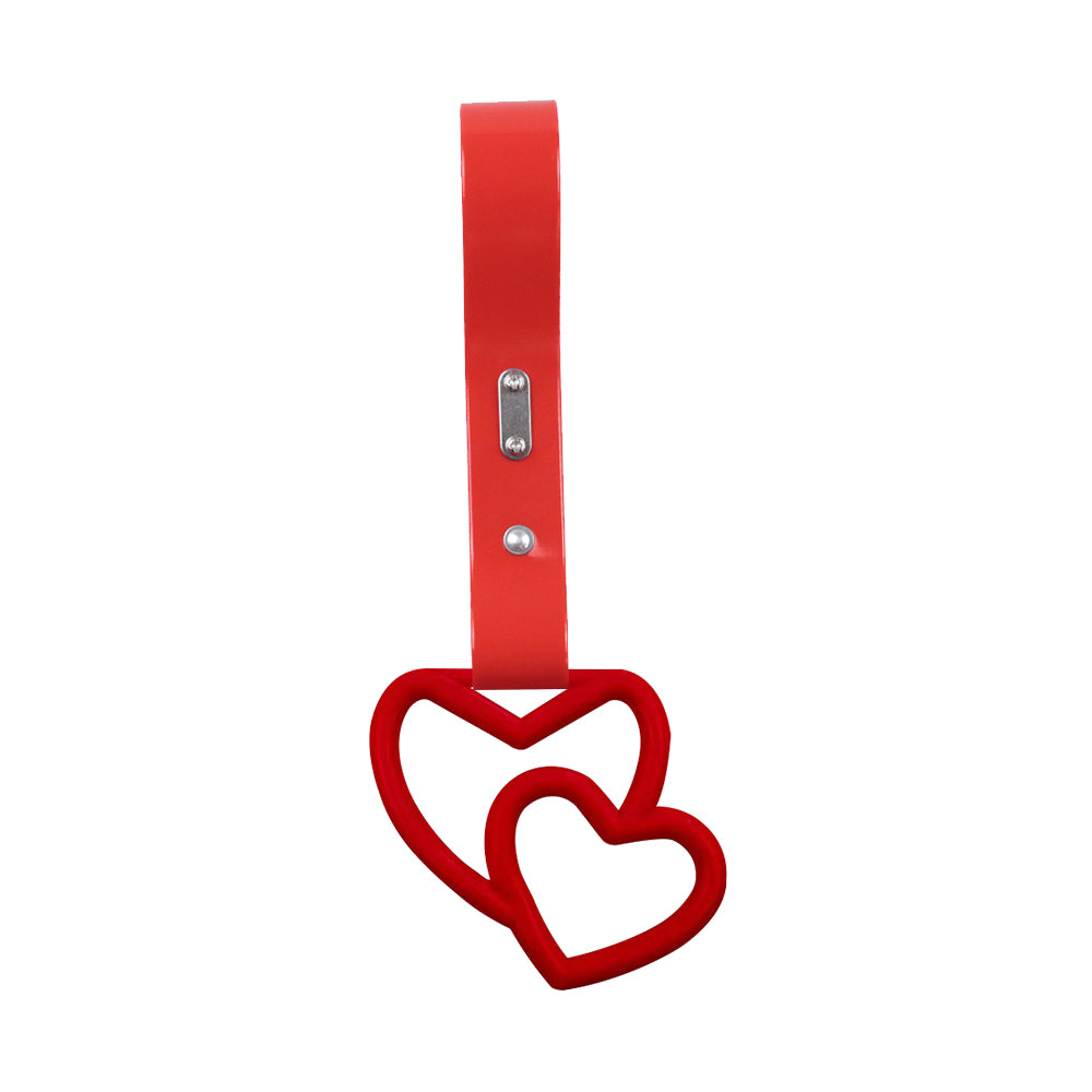 Brand New Double Love Heart Red JDM TSURIKAWA Ring Subway Train Bus Handle Red Strap Charm Drift