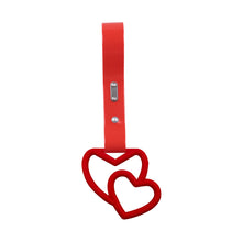 Load image into Gallery viewer, Brand New Double Love Heart Red JDM TSURIKAWA Ring Subway Train Bus Handle Red Strap Charm Drift