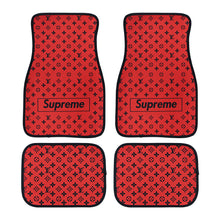 Load image into Gallery viewer, Brand New 4PCS UNIVERSAL SUPREME RED Racing Fabric Car Floor Mats Interior Carpets