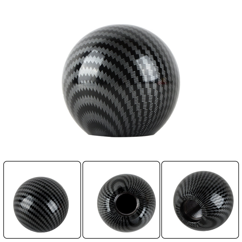 BRAND NEW UNIVERSAL JDM Aluminum Carbon Fiber Style Round Ball Manual Gear Stick Shift Knob Universal M8 M10 M12