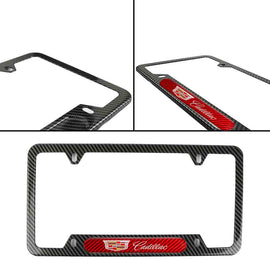 Brand New Universal 1PCS Cadillac Carbon Fiber Look Metal License Plate Frame