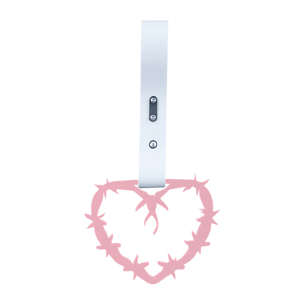 Brand New Barbed Wire Heart Pink JDM TSURIKAWA Ring Subway Train Bus Handle White Strap Charm Drift