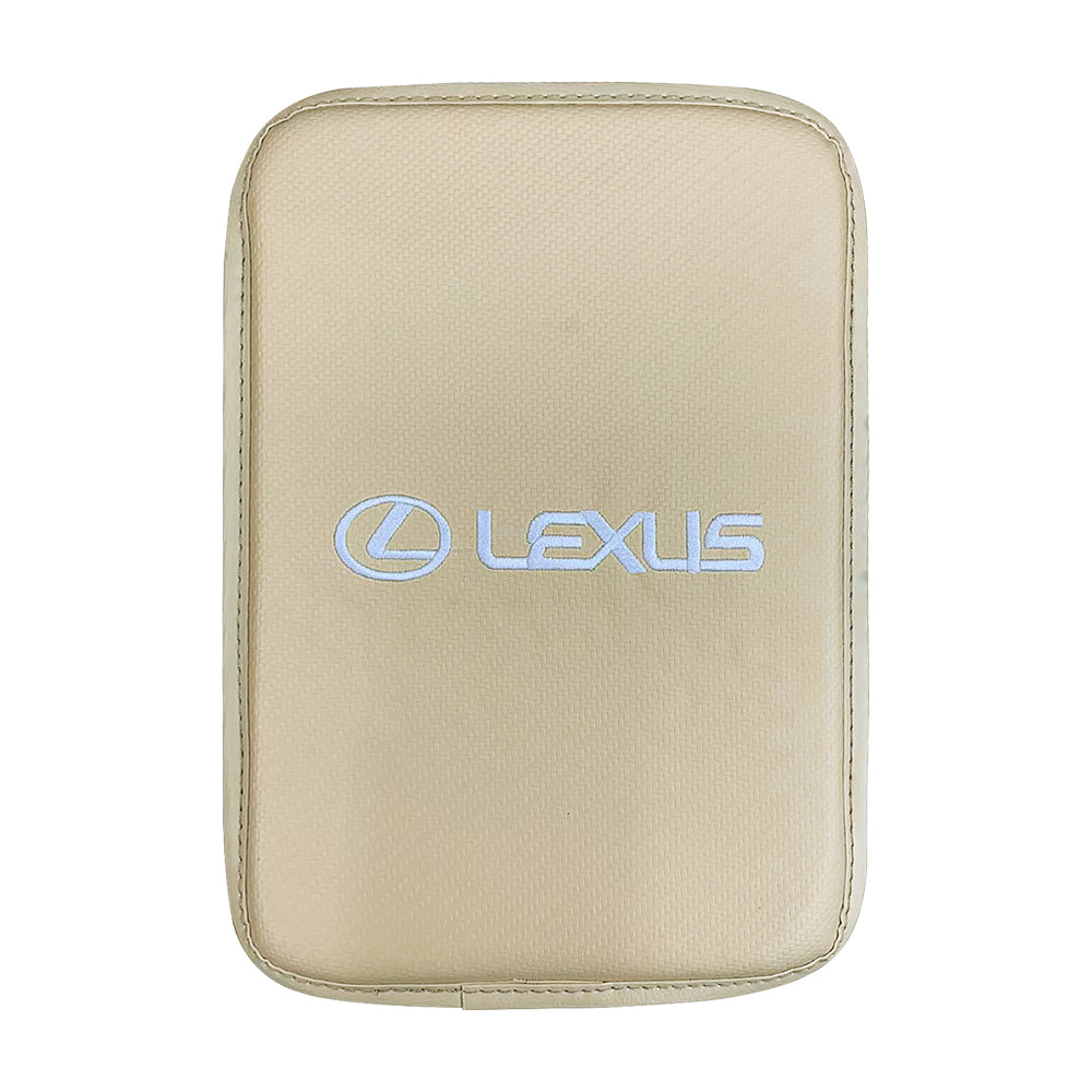 BRAND NEW UNIVERSAL LEXUS BEIGE Car Center Console Armrest Cushion Mat Pad Cover Embroidery