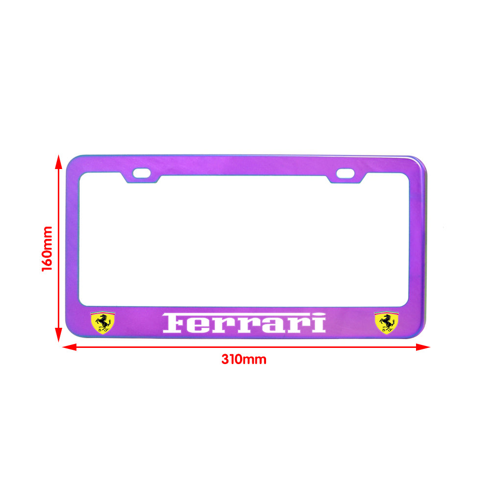 Brand New 1PCS UNIVERSAL FERRARI Neo Chrome Stainless Steel License Plate Frame