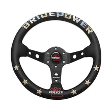 Load image into Gallery viewer, Brand New 13&quot; Bride Power Racing Gold Stitching Leather Geniune Sport Steering Wheel w Horn Button
