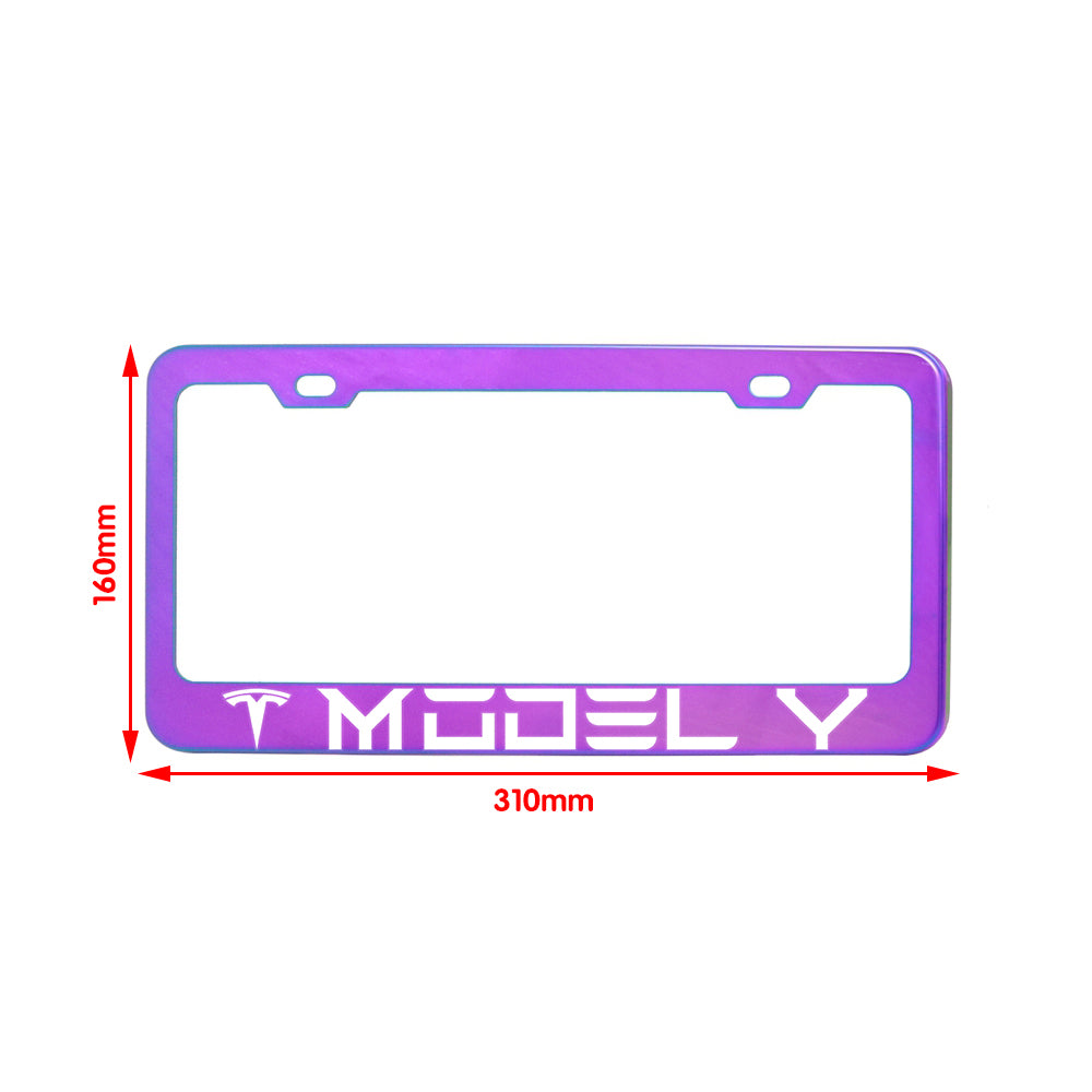 Brand New 1PCS UNIVERSAL TESLA MODEL Y Neo Chrome Stainless Steel License Plate Frame