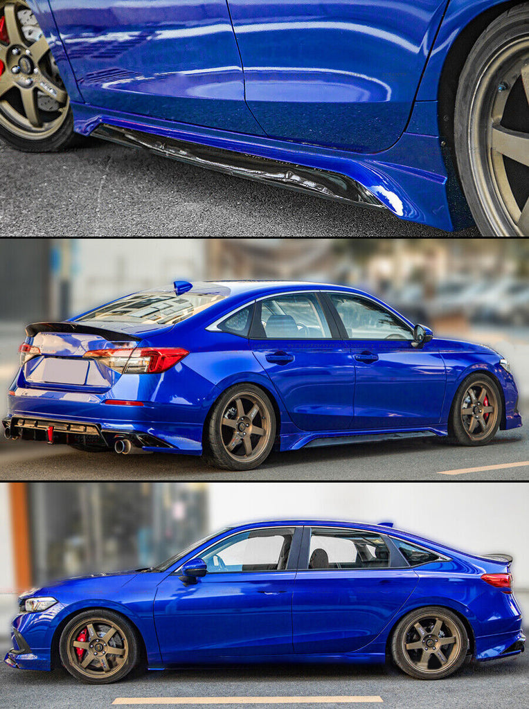 Brand New 2022-2024 Honda Civic Yofer Painted Aegean Blue Black 2 Tone Side Skirt Extension