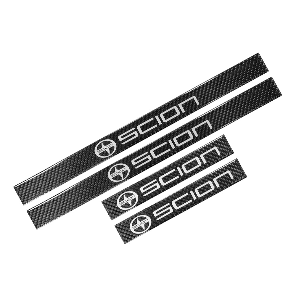 Brand New 4PCS Universal Scion Real Carbon Fiber Black Car Door Scuff Sill Cover Panel Step Protector